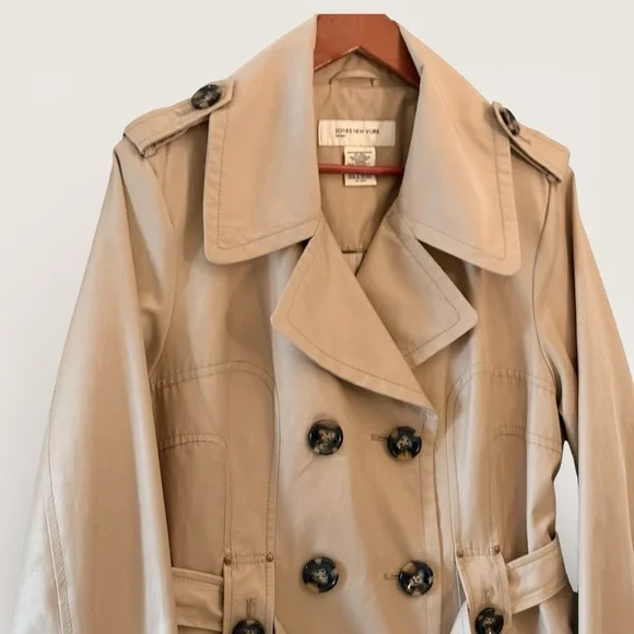 JONES NEW YORK Double Breasted Belted 3/4 Length Womens Classic Trench Coat | XL - Picture 2 of 11